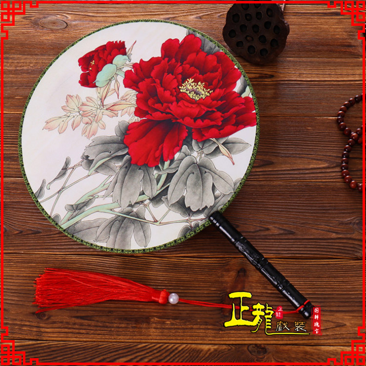 龙南古典中国风团扇空白扇跳舞蹈扇 真丝宫扇